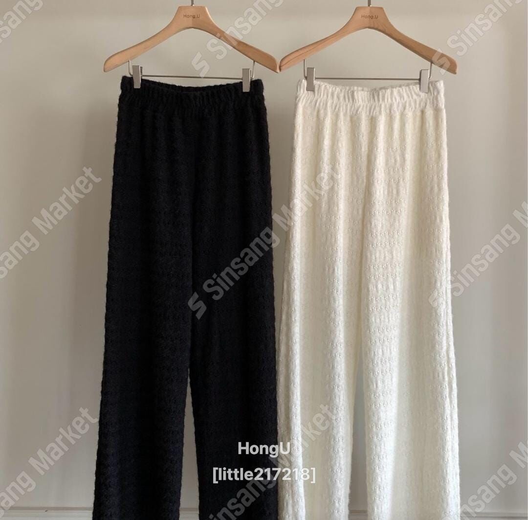 HN5327 全橡筋波浪蕾絲鉤花休閒褲