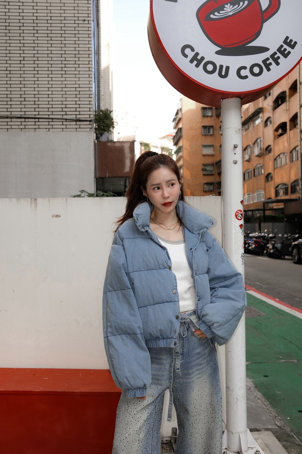 #AD01牛仔鴨絨外套(淺青/中青)