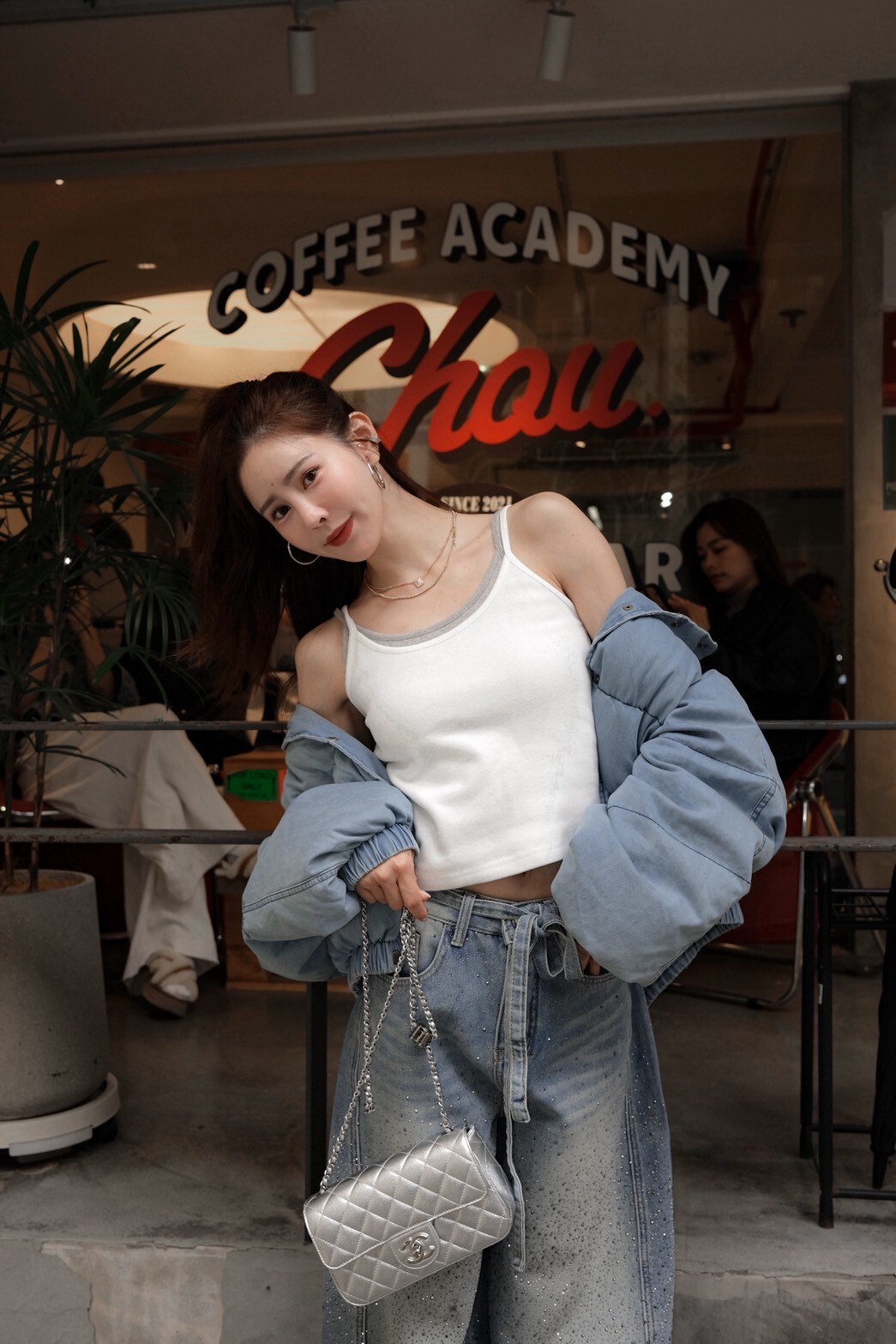 #AD19撞色假兩件背心(黑/白/灰)