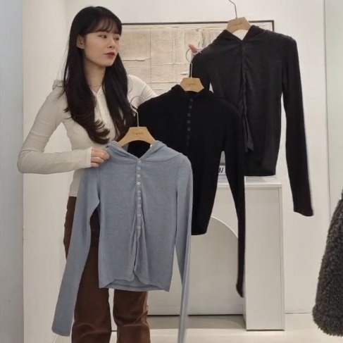 HN5330 連帽排扣百搭上衣