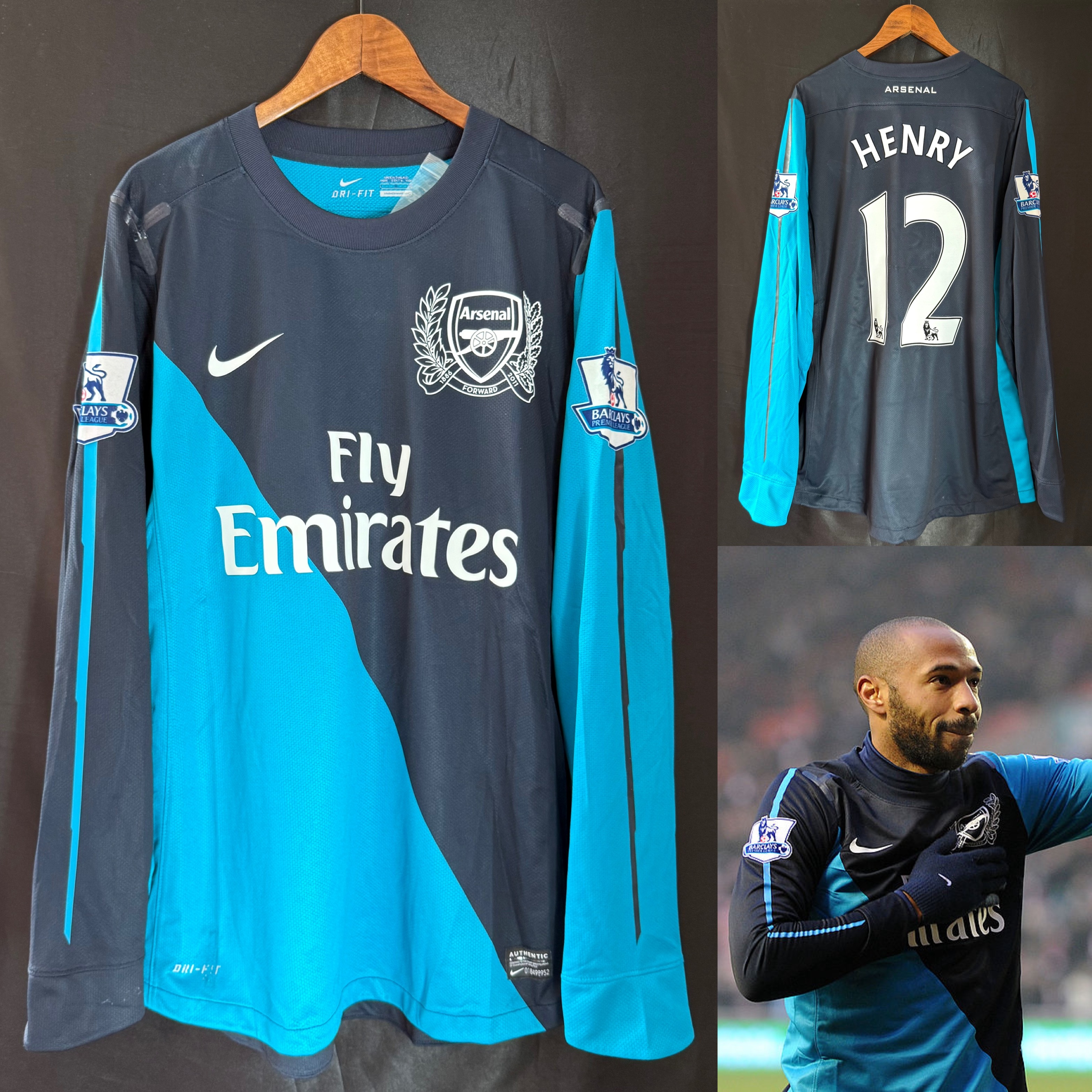 (Player Issue) Arsenal 2011-2012 Nike L/S Away Player Issue Shirt #12 HENRY