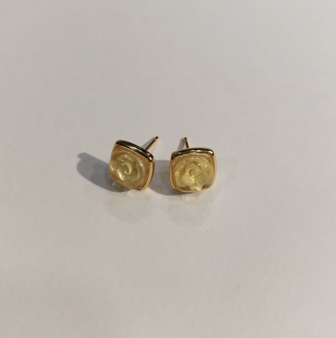 1217GZ63-琥珀GZ-8*10蛋面耳钉（B63）