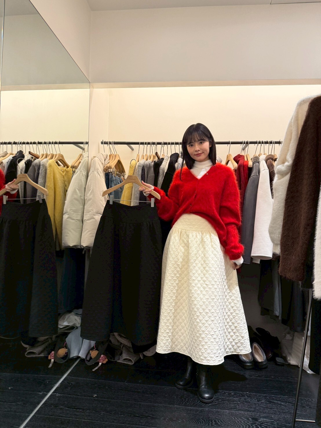 OB5317 夾眠菱格紋高腰裙 *特價* (優惠碼同充值購物金不適用)