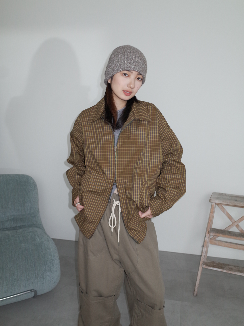(UNISEX) 2way check-sleeve coach jacket