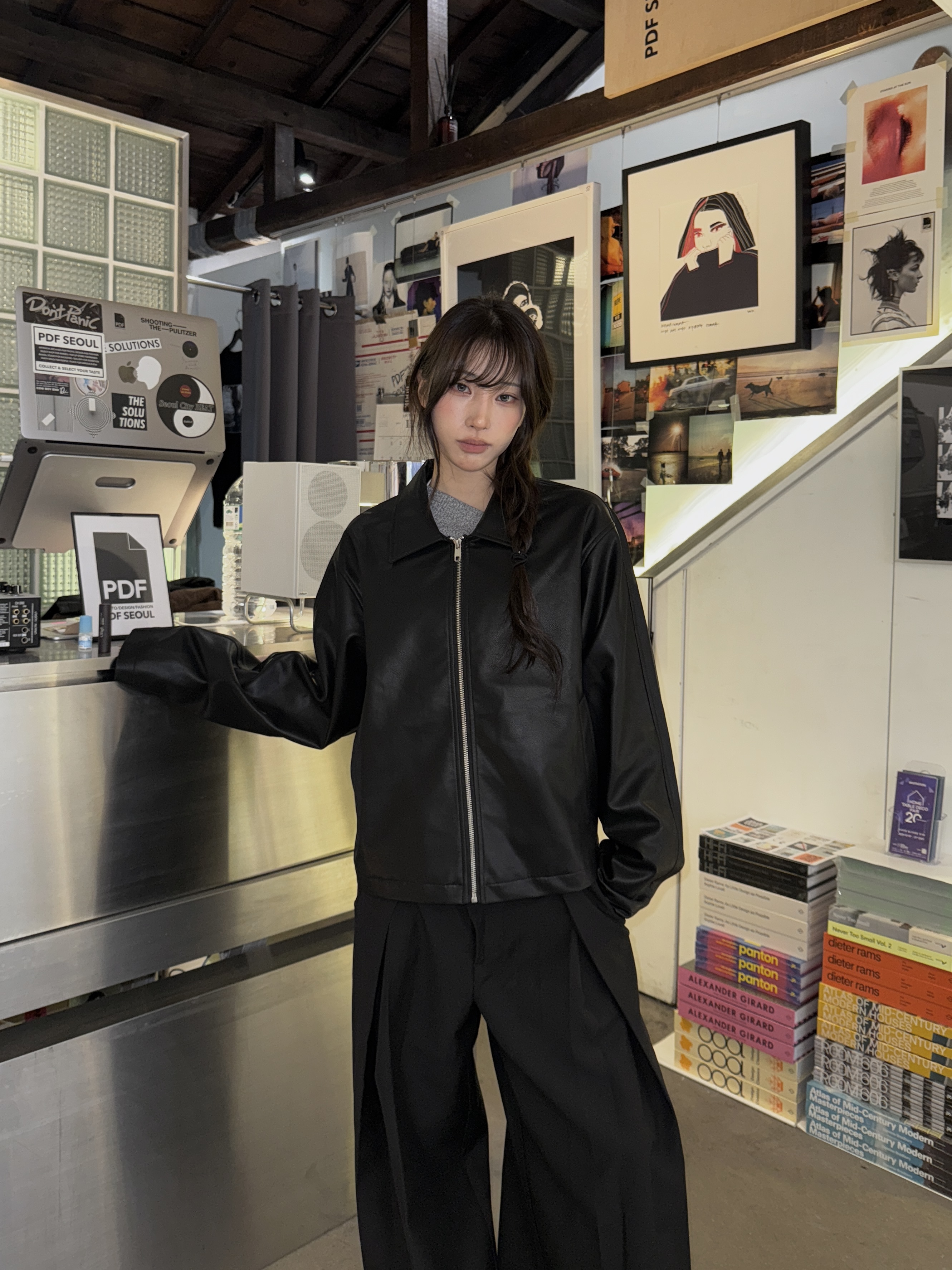 ［IDEAL MADE］霧面皮革 寬鬆俐落短版皮衣（現貨）