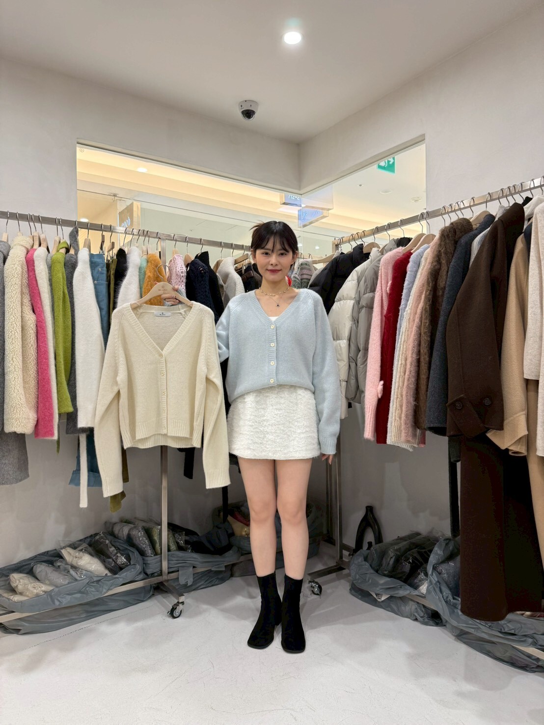 MB5316 織紋V領排扣薄外套