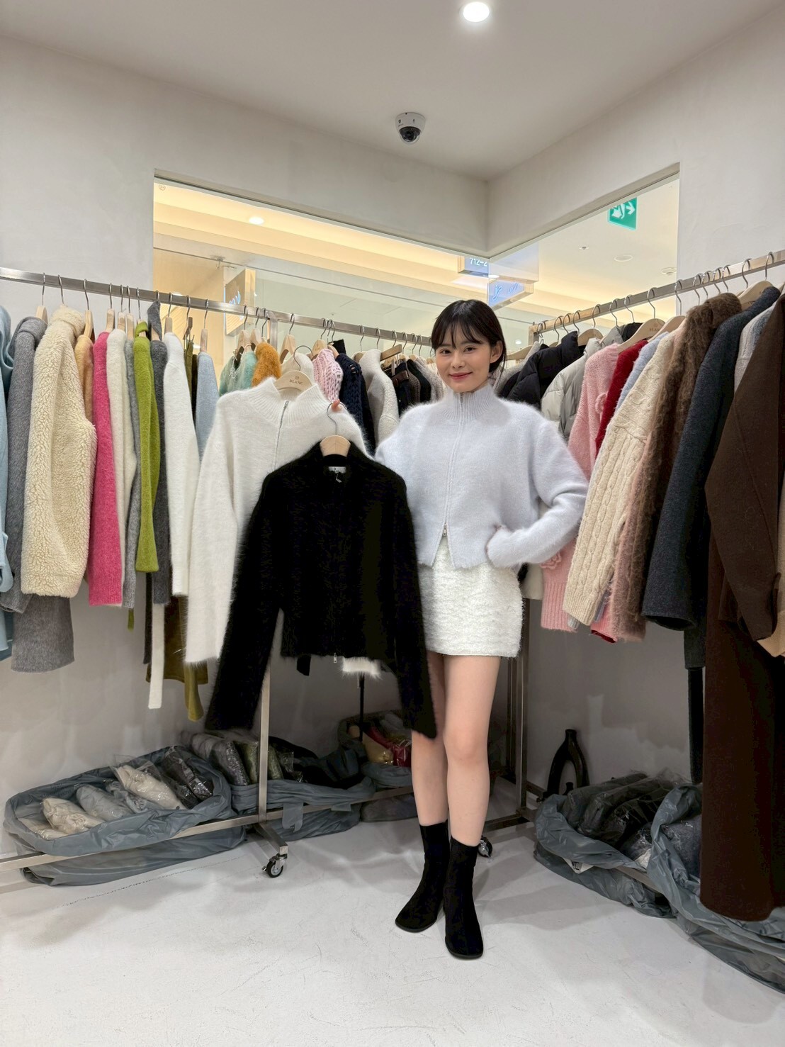 MB5326 雙拉鏈毛毛立領外套上衣