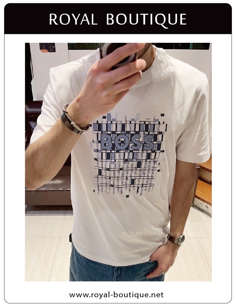 BOSS 胸前立體馬賽克膠印LOGO短T