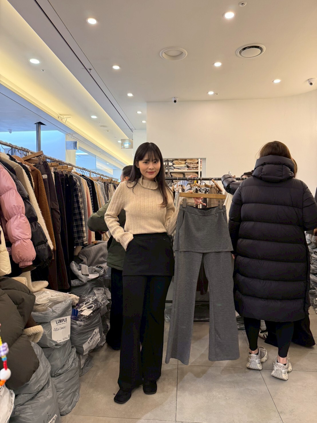 LP5344 顯瘦包臀假兩件微喇叭褲