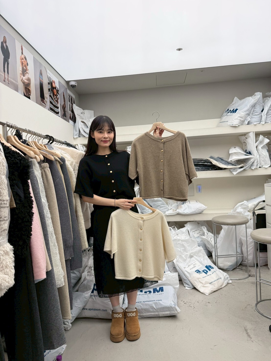 DM5326 金排扣圓領軟綿短袖上衣