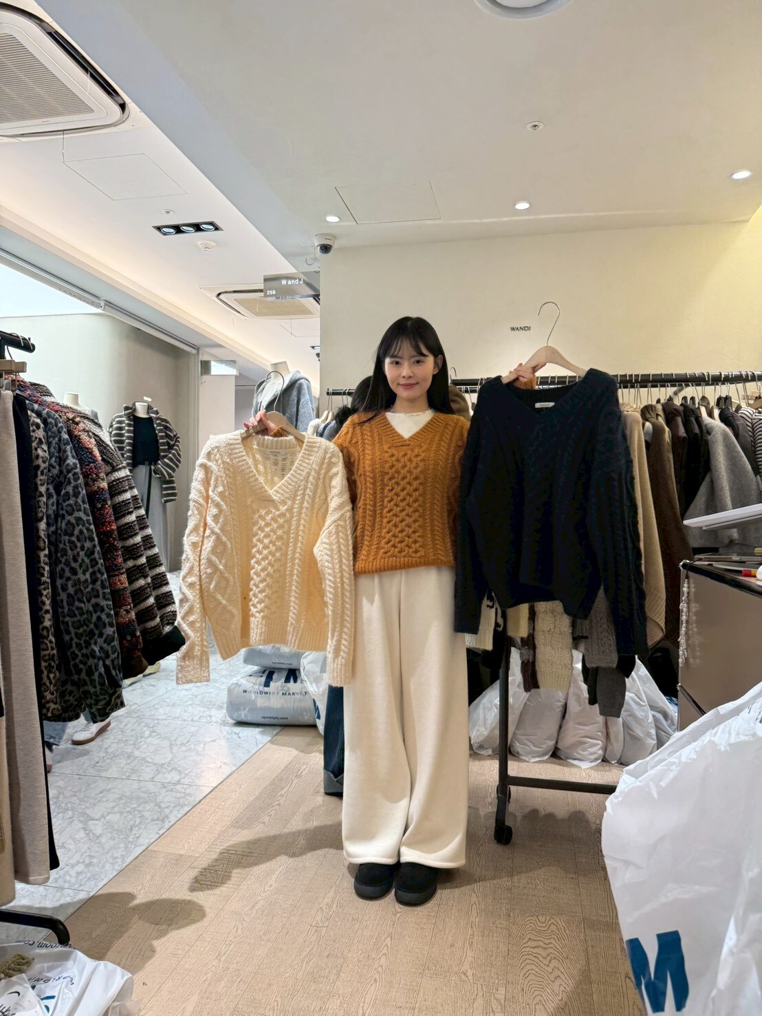 WJ5329 交疊V領扭麻花針織衫