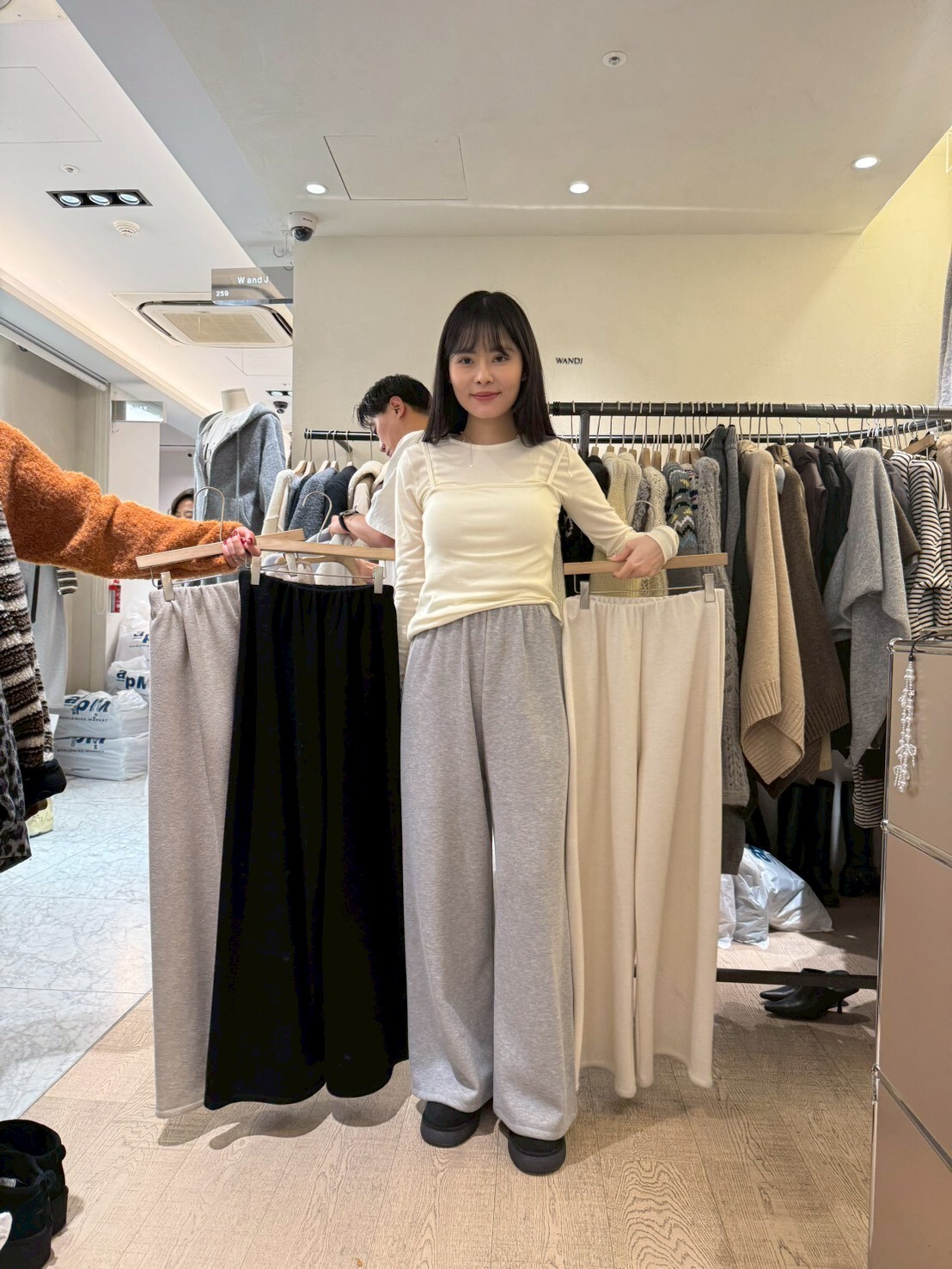 WJ5317 棉質捲包邊直筒褲