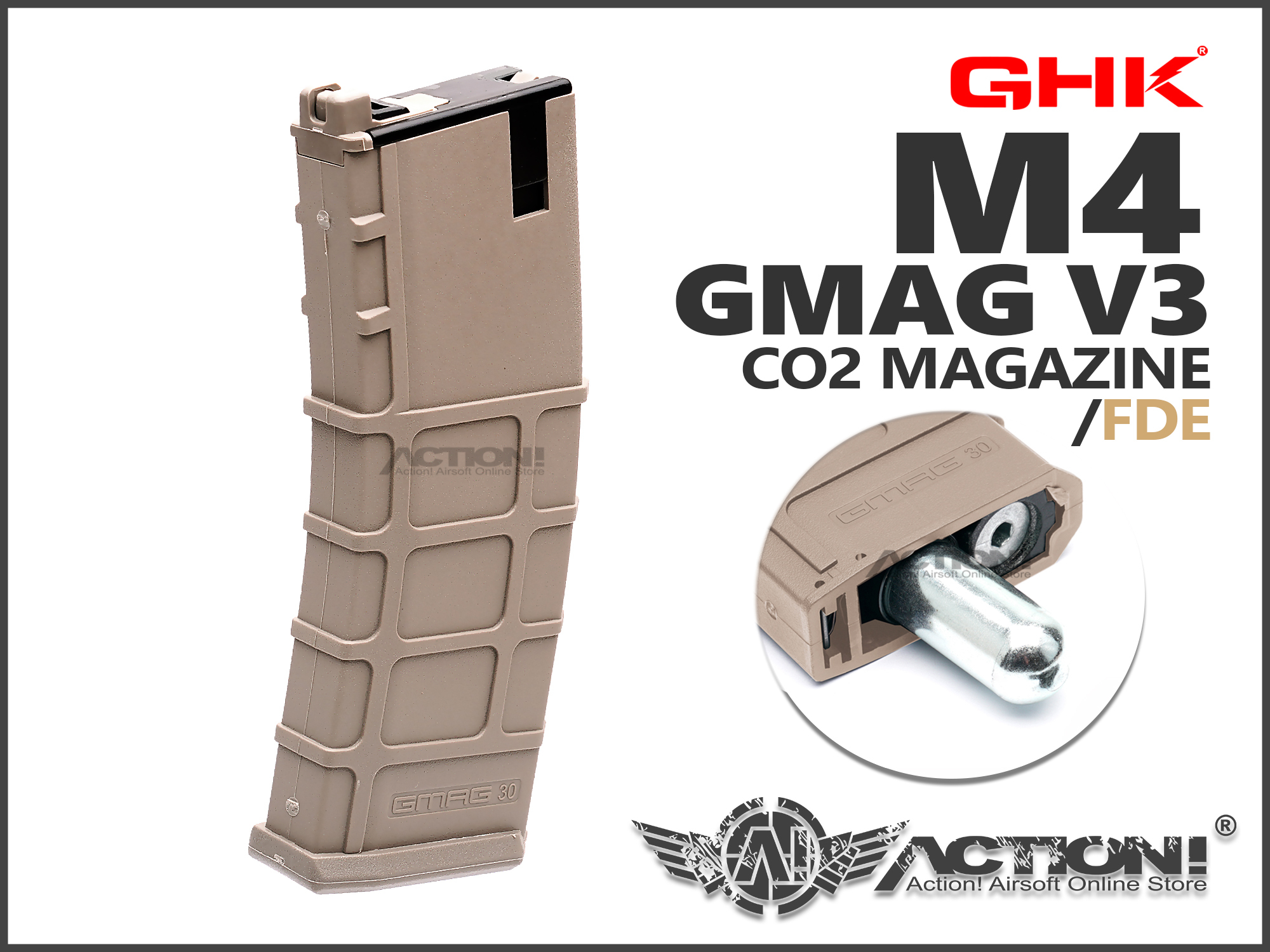 GHK - GMAG V3 35rds Lightweight CO2 Magazine (FDE) For