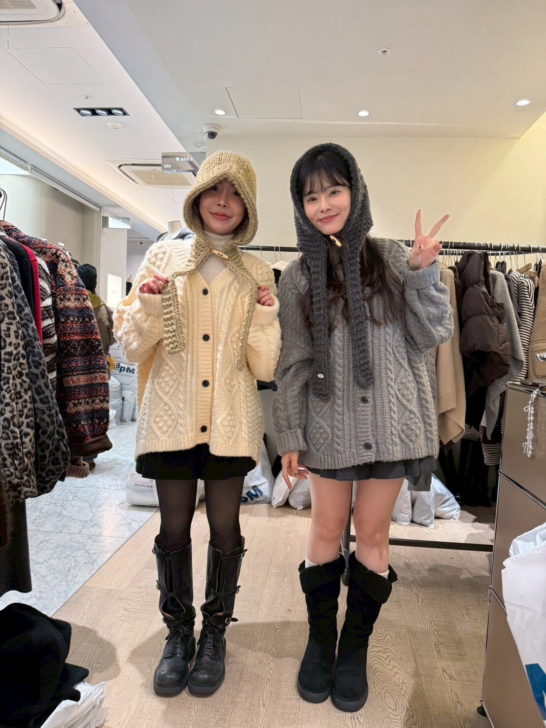 WJ5331 粗針織連帽圍巾