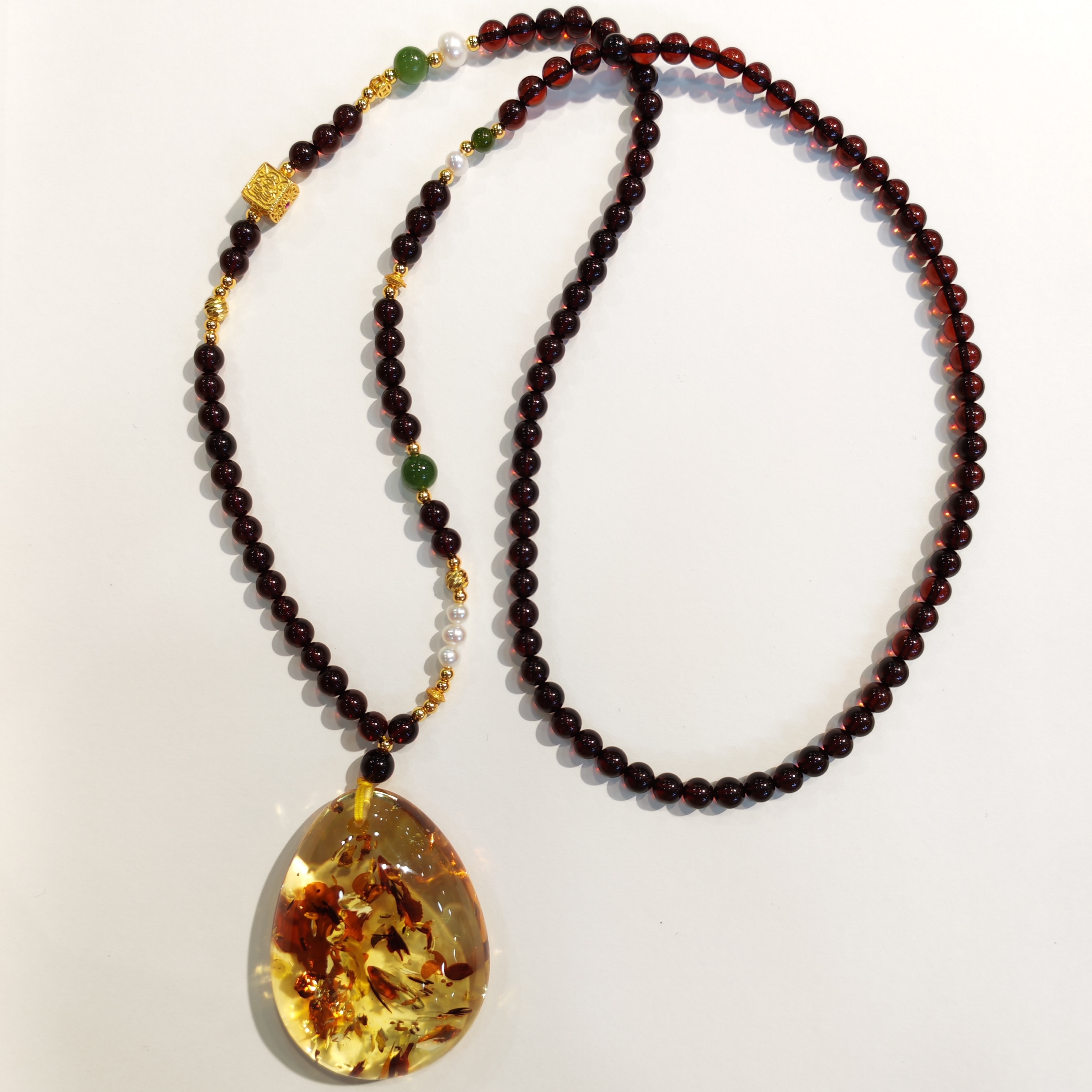 1217GZ41-琥珀GZ-5mm血珀DIY碧玉花珀水滴（B41）