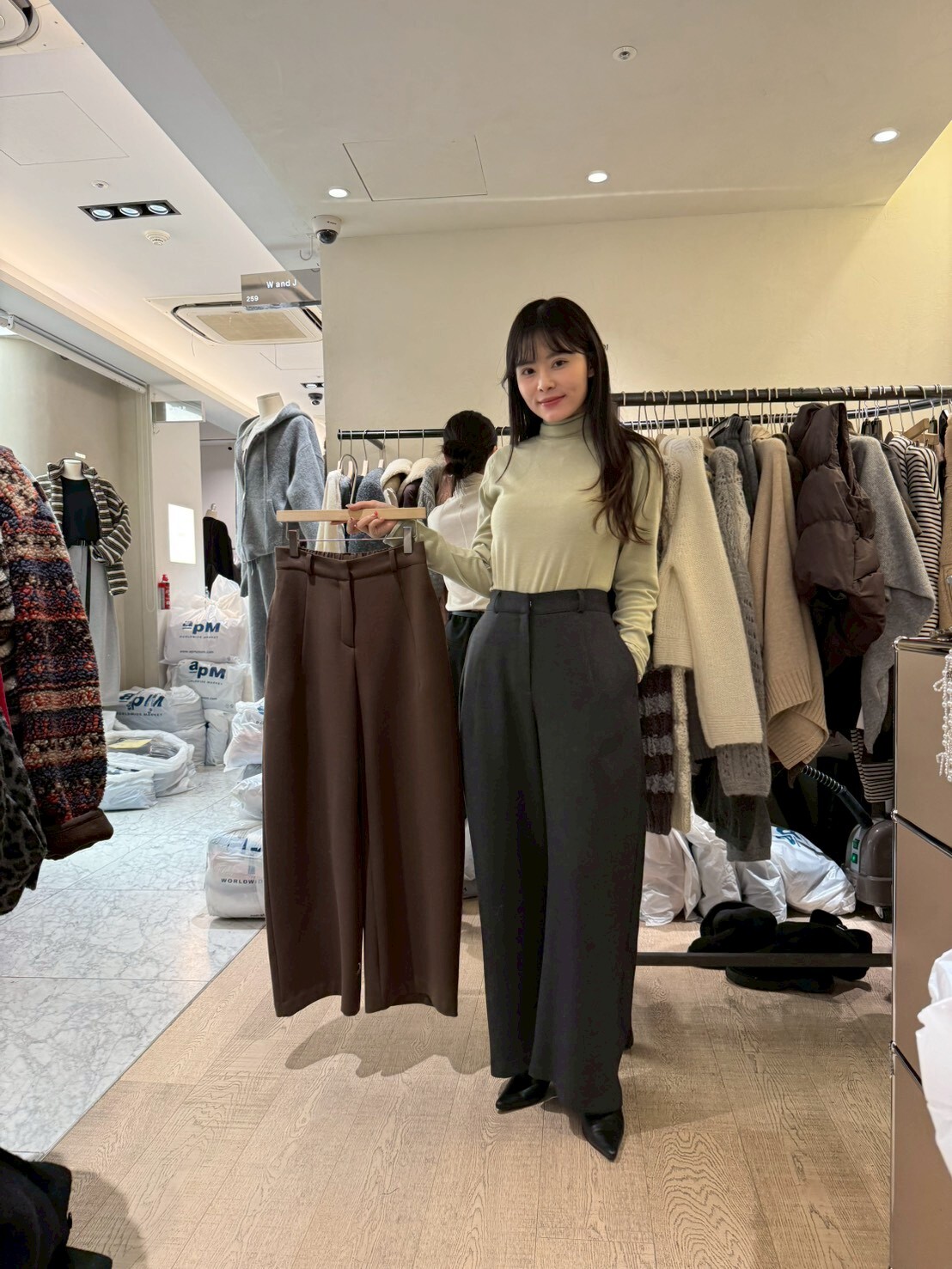 WJ5330 後橡筋挺身直筒褲