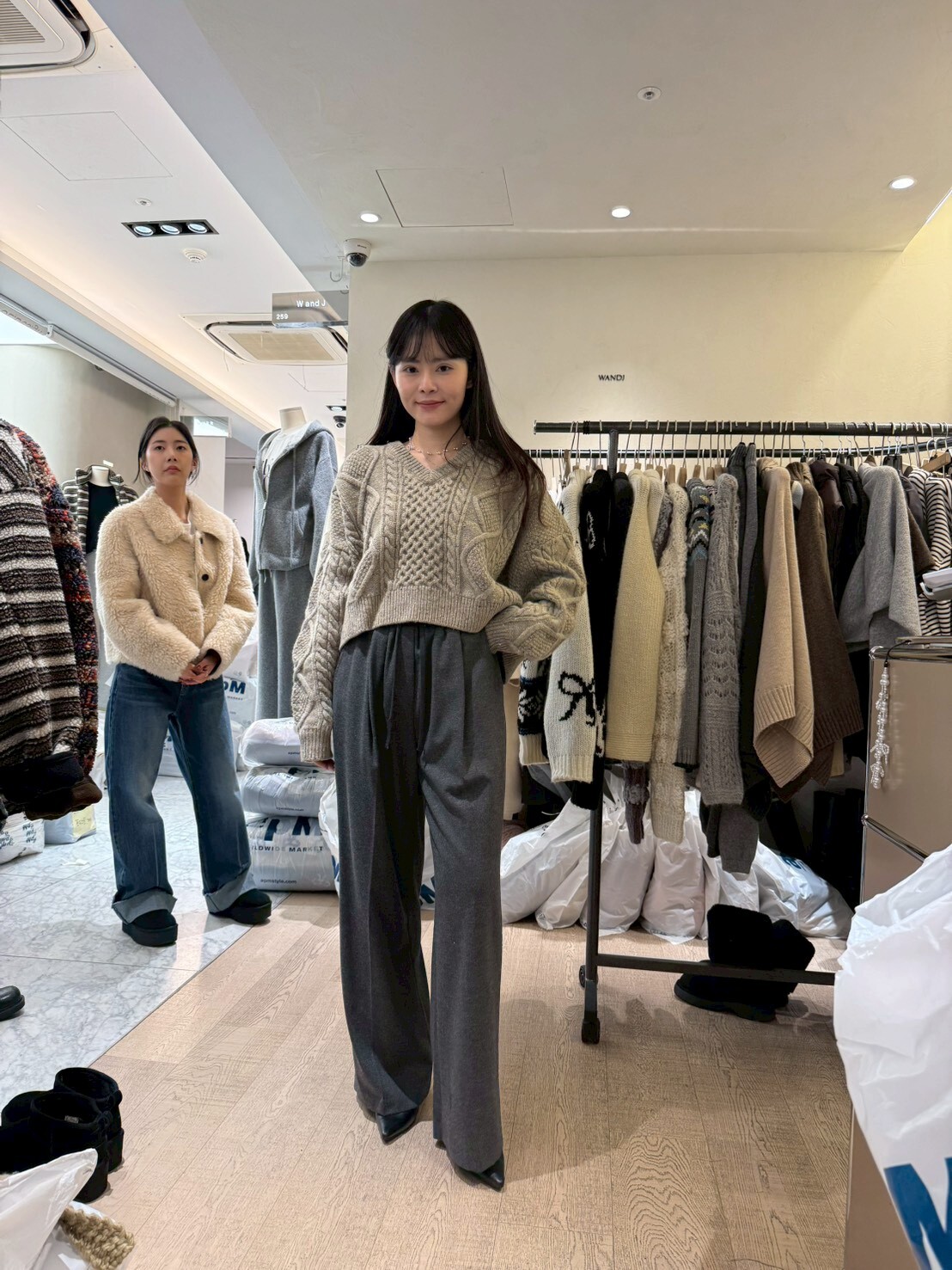 WJ5318 全橡筋仿褲頭直筒褲