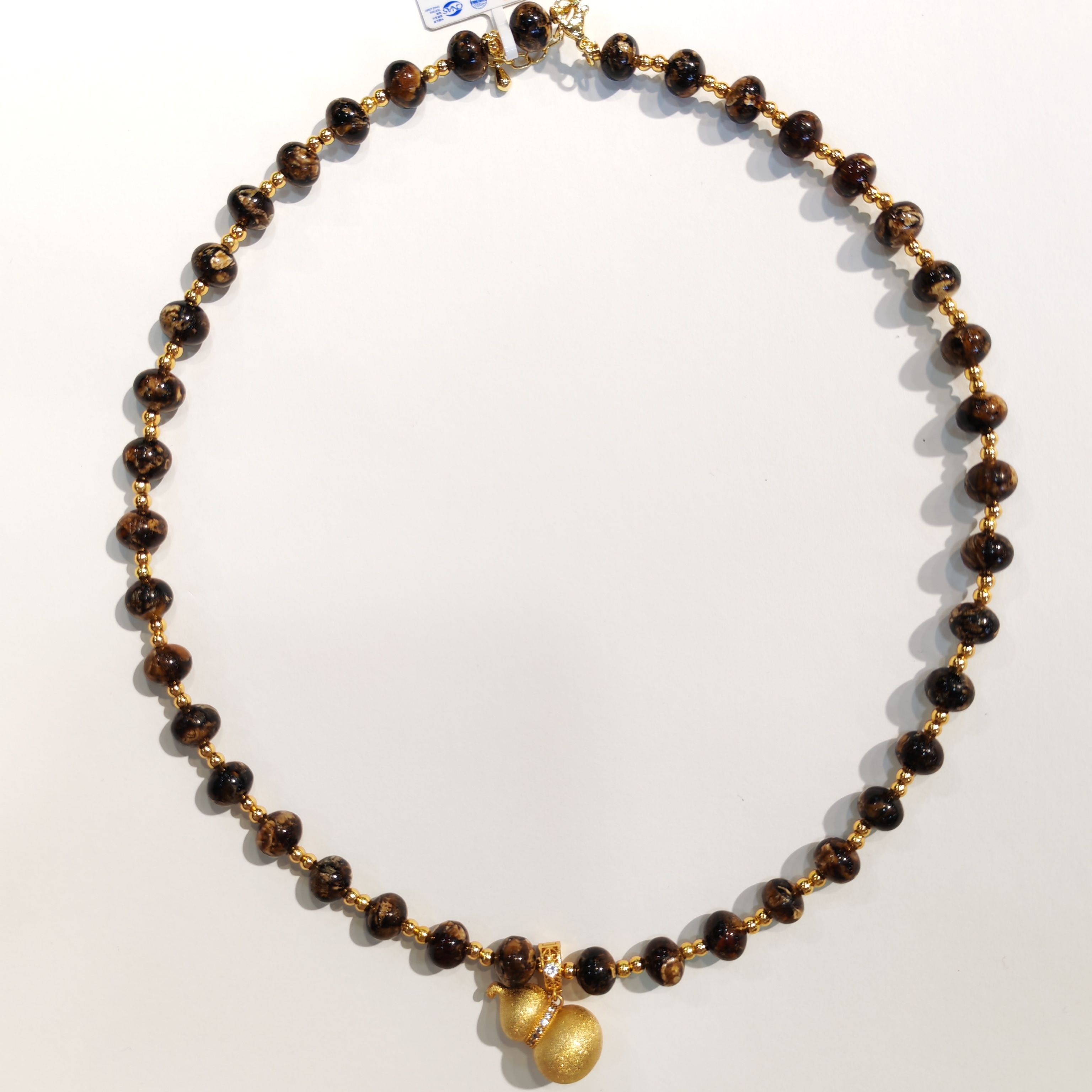 1217GZ27-琥珀GZ-撫順乾白花DIY項鍊14k（B27）