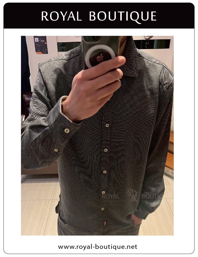 MARINA MILITARE 深灰厚棉素面長襯衫