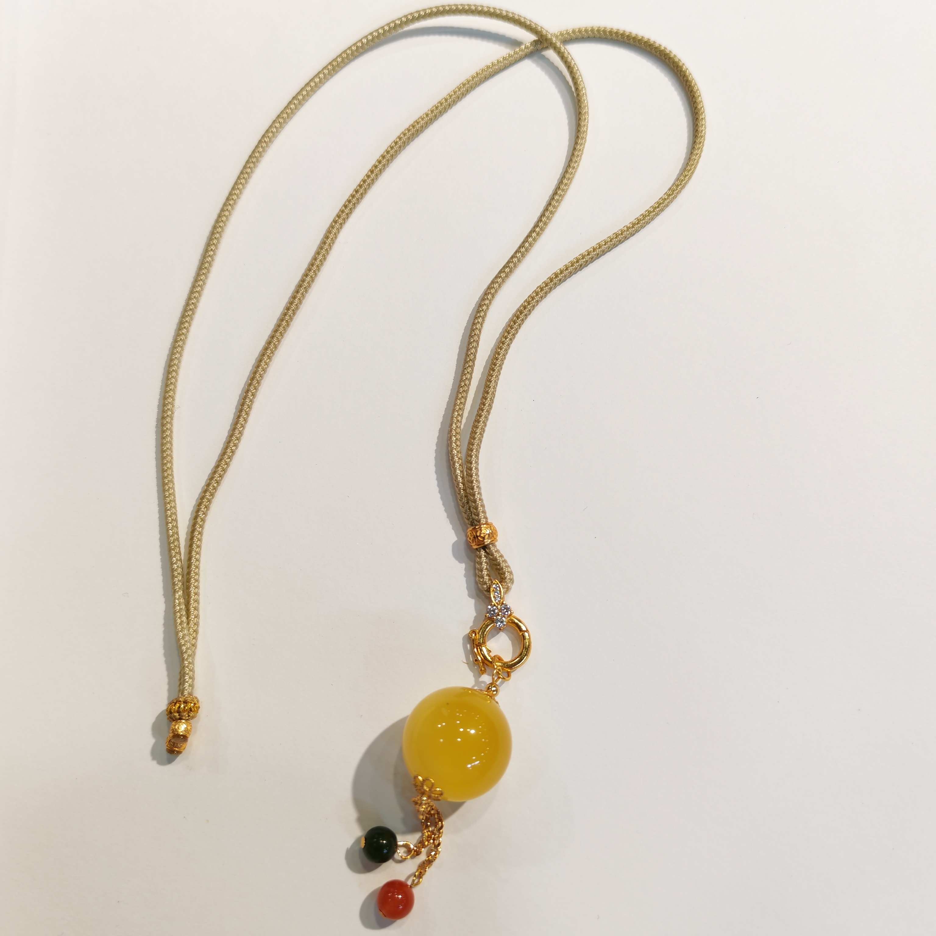 1217GZ45-琥珀GZ-18+蜜蠟圓珠套鏈（B45）