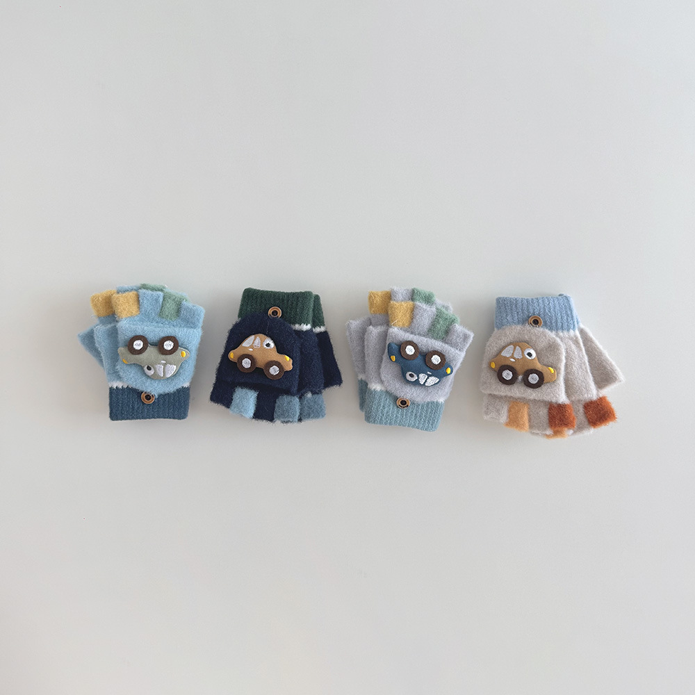 立體汽車翻蓋半指手套(1-4y)