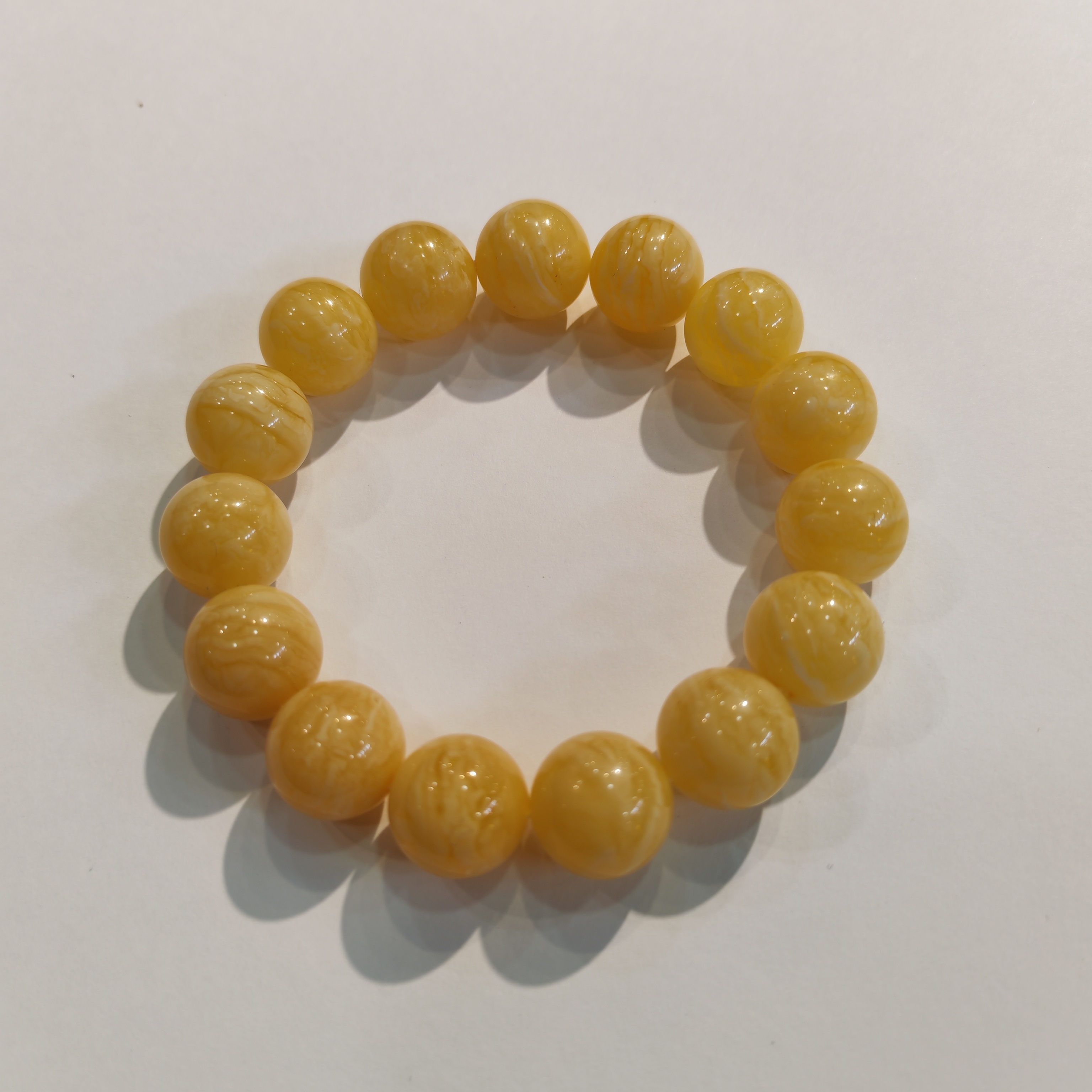 1217GZ36-琥珀GZ-14mm +蜜蠟白花圓珠手串（B36）