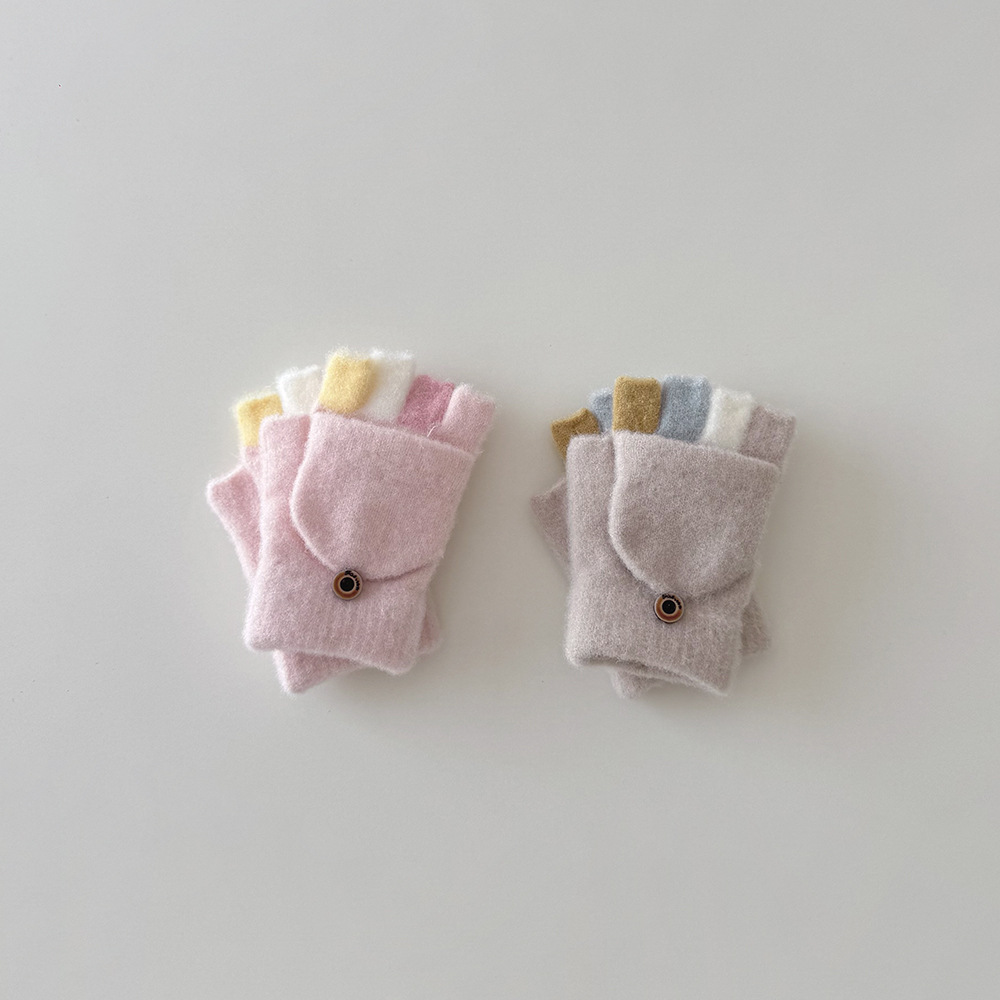 跳色翻蓋半指手套(2-6y)