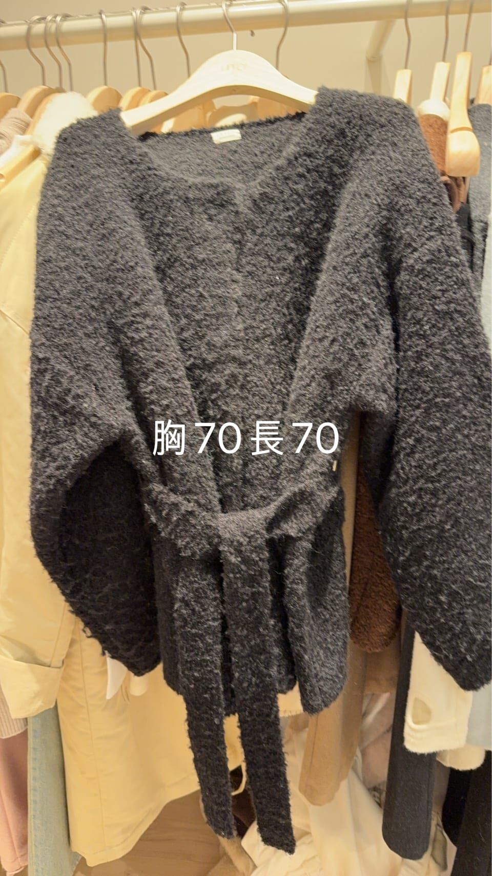 LY5340 圓領綁腰帶毛毛外套