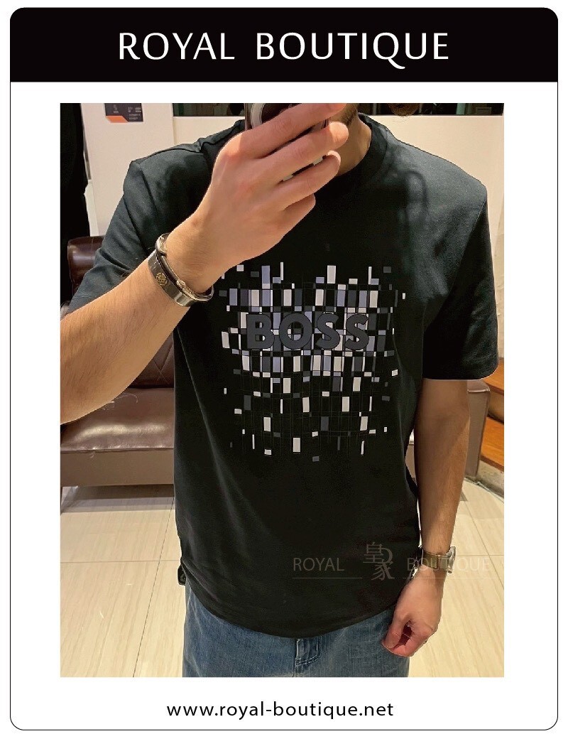 BOSS 胸前立體馬賽克膠印LOGO短T