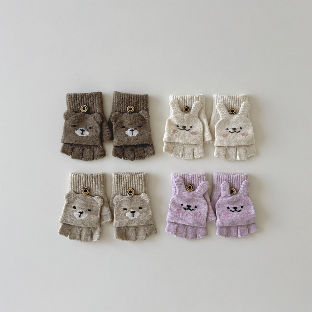 動物翻蓋半指手套(3-8y)