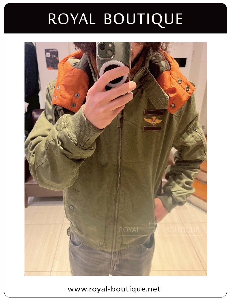 MARINA MILITARE 鋪棉毛領連帽軍裝夾克外套