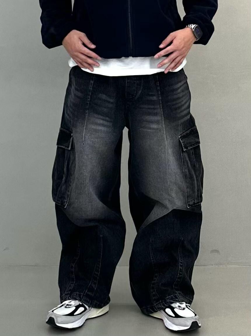 洗水工裝鬆身牛仔褲 P3225