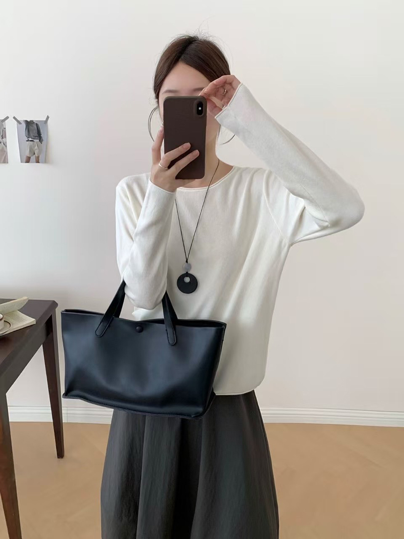 親膚柔軟★基本款百搭圓領淨色針織上衣