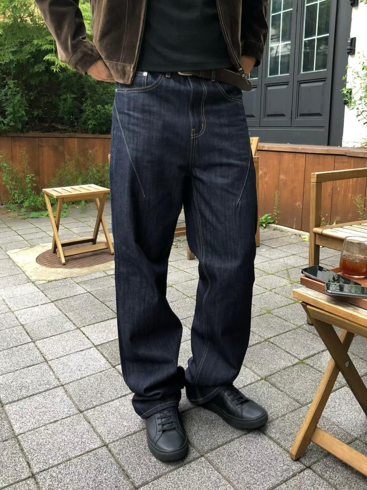 淨色鬆身牛仔褲 Vass-040P