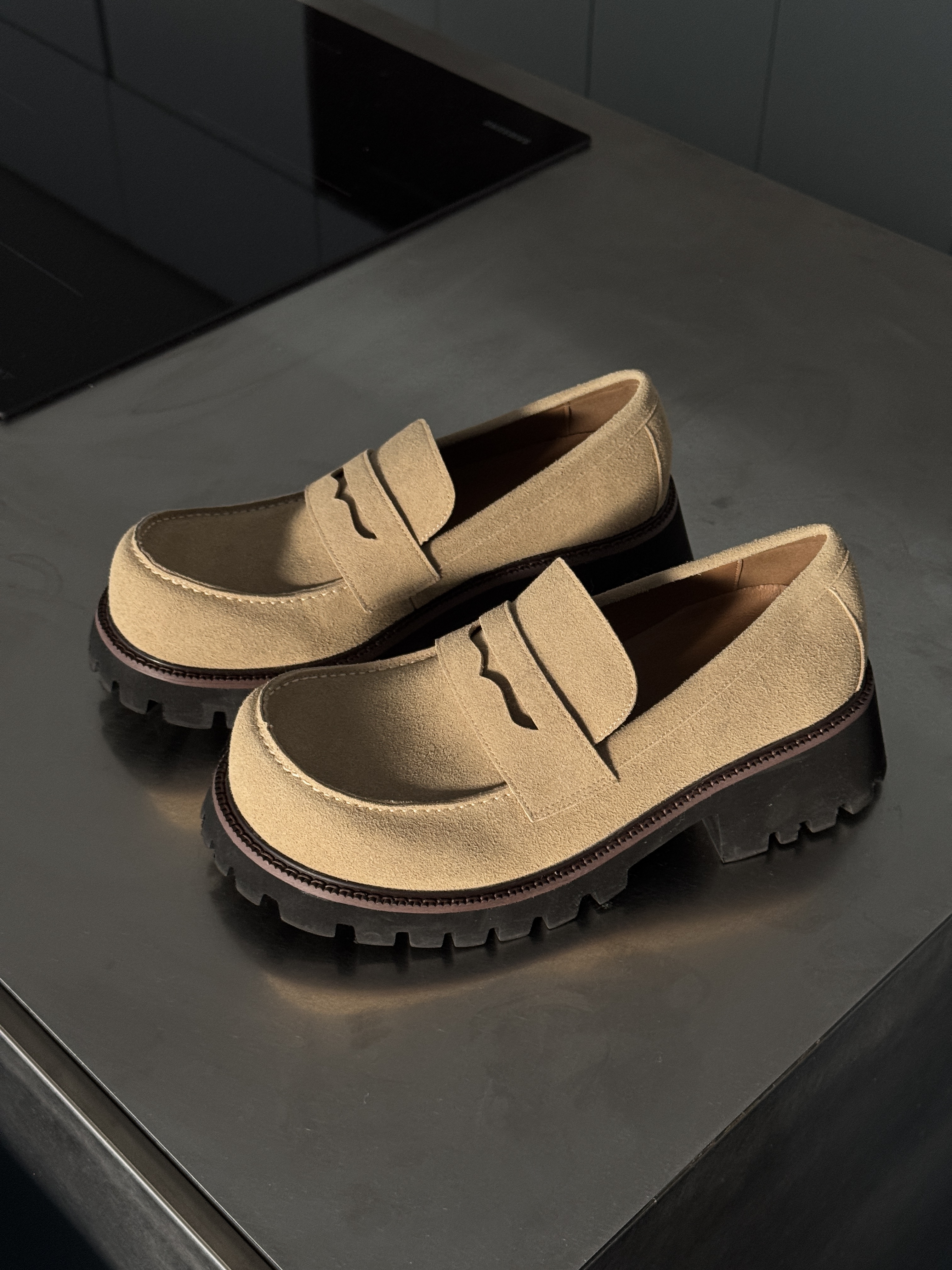 韓國 增高 7CM 麂皮層次 樂福鞋 皮鞋（現貨）