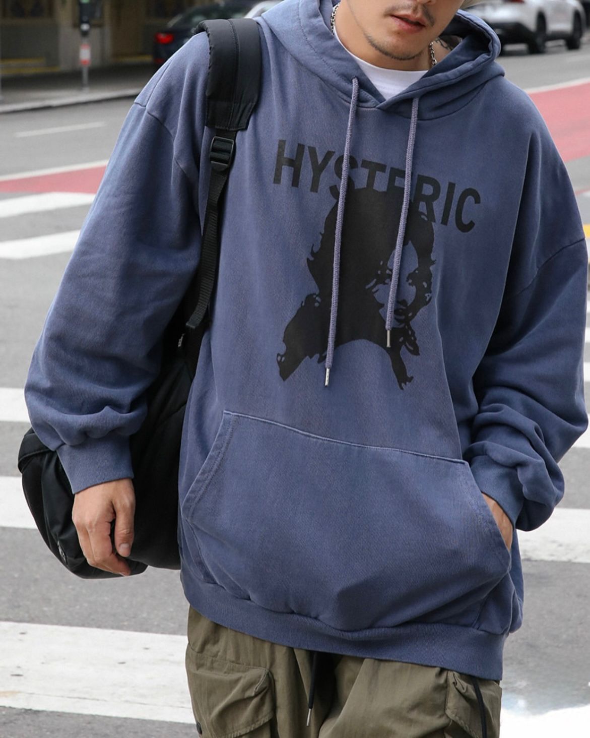 OverSize洗水英文字圖案連帽衛衣 T5843