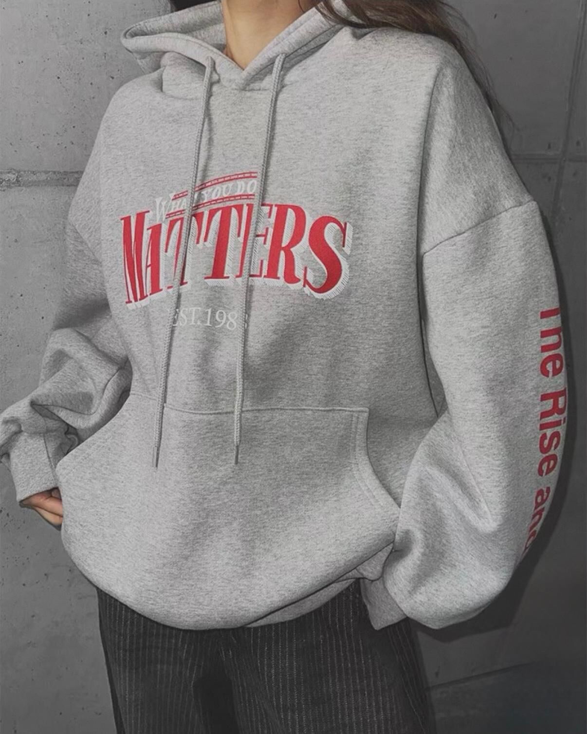 OverSize英文字連帽衛衣(薄抓毛底) T5852