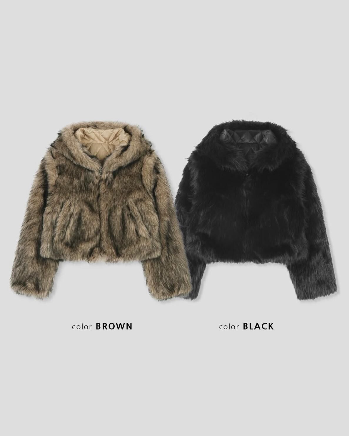 淨色連帽拉鍊毛毛褸(短版) Tac-0351JK