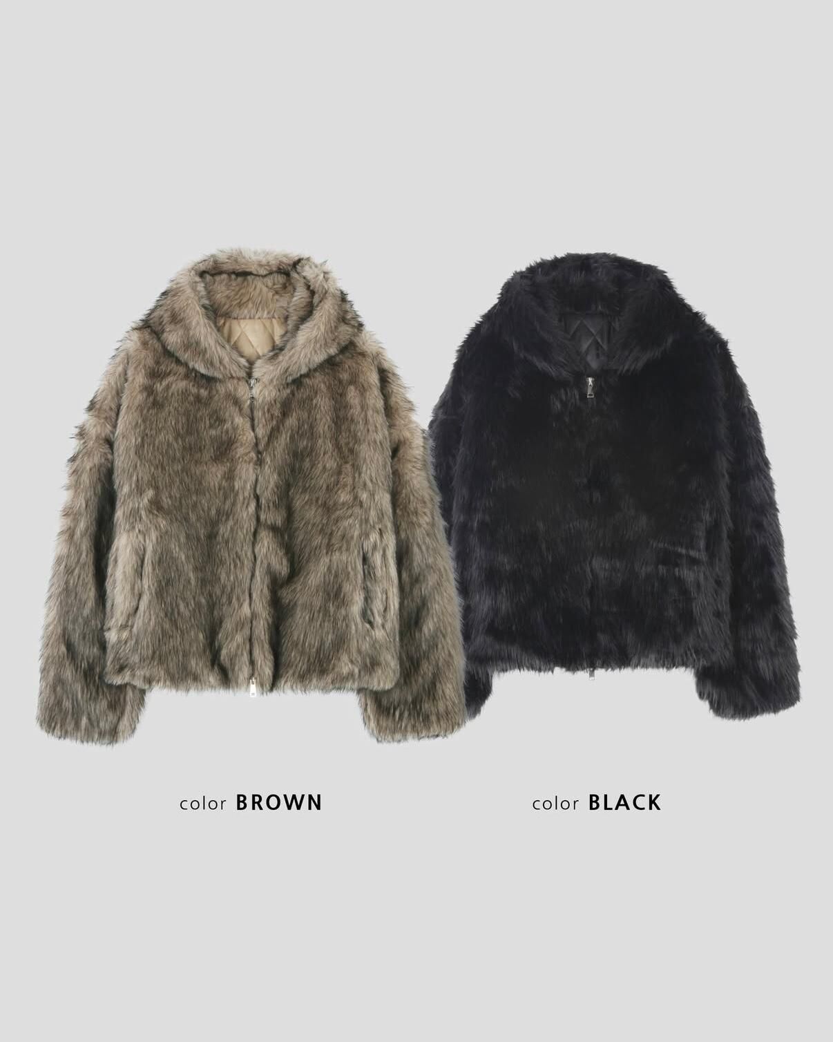 淨色連帽拉鍊毛毛褸 Tac-0352JK