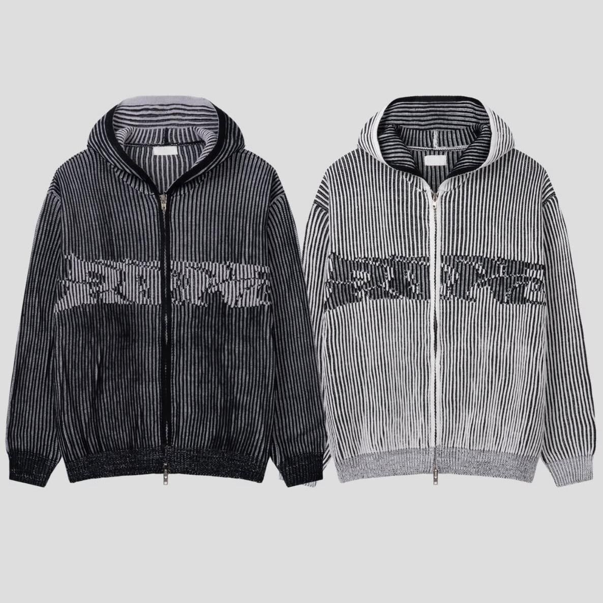 圖案直紋連帽拉鍊外套 Tac-0355JK