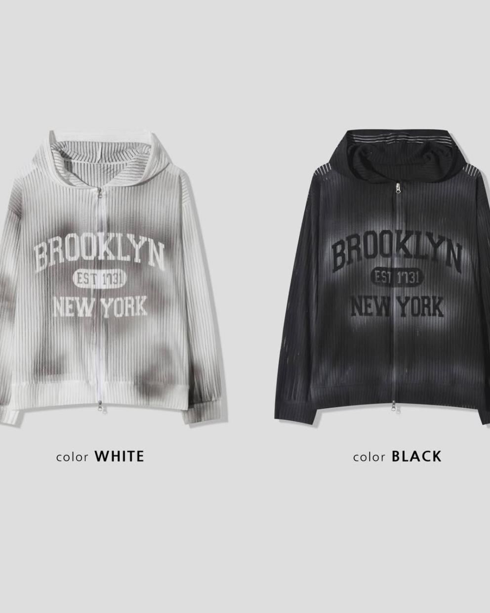 英文字暗直紋連帽拉鍊外套 Tac-0357JK