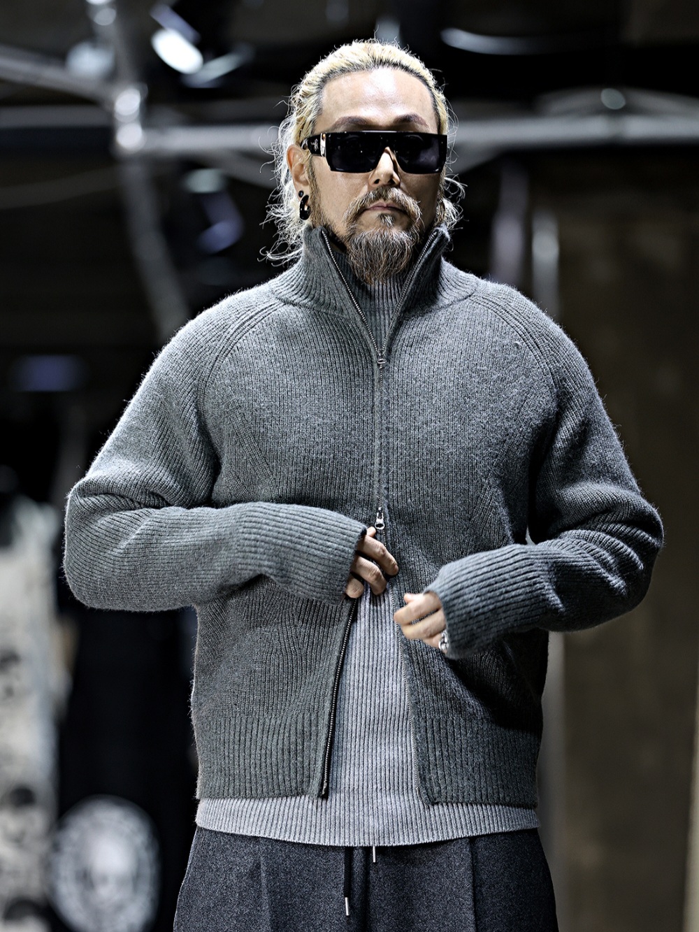 Polar雙向拉鍊保暖針織衫