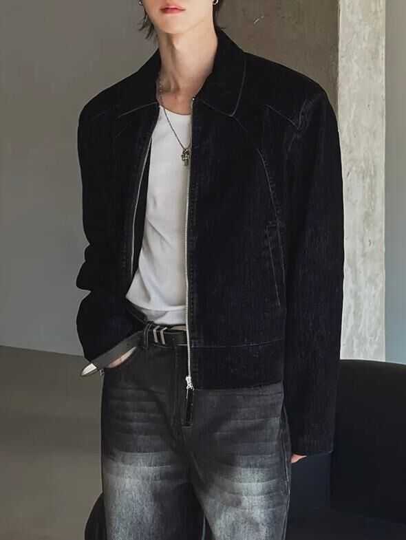 淨色反領拉鍊外套 Tac-0361JK