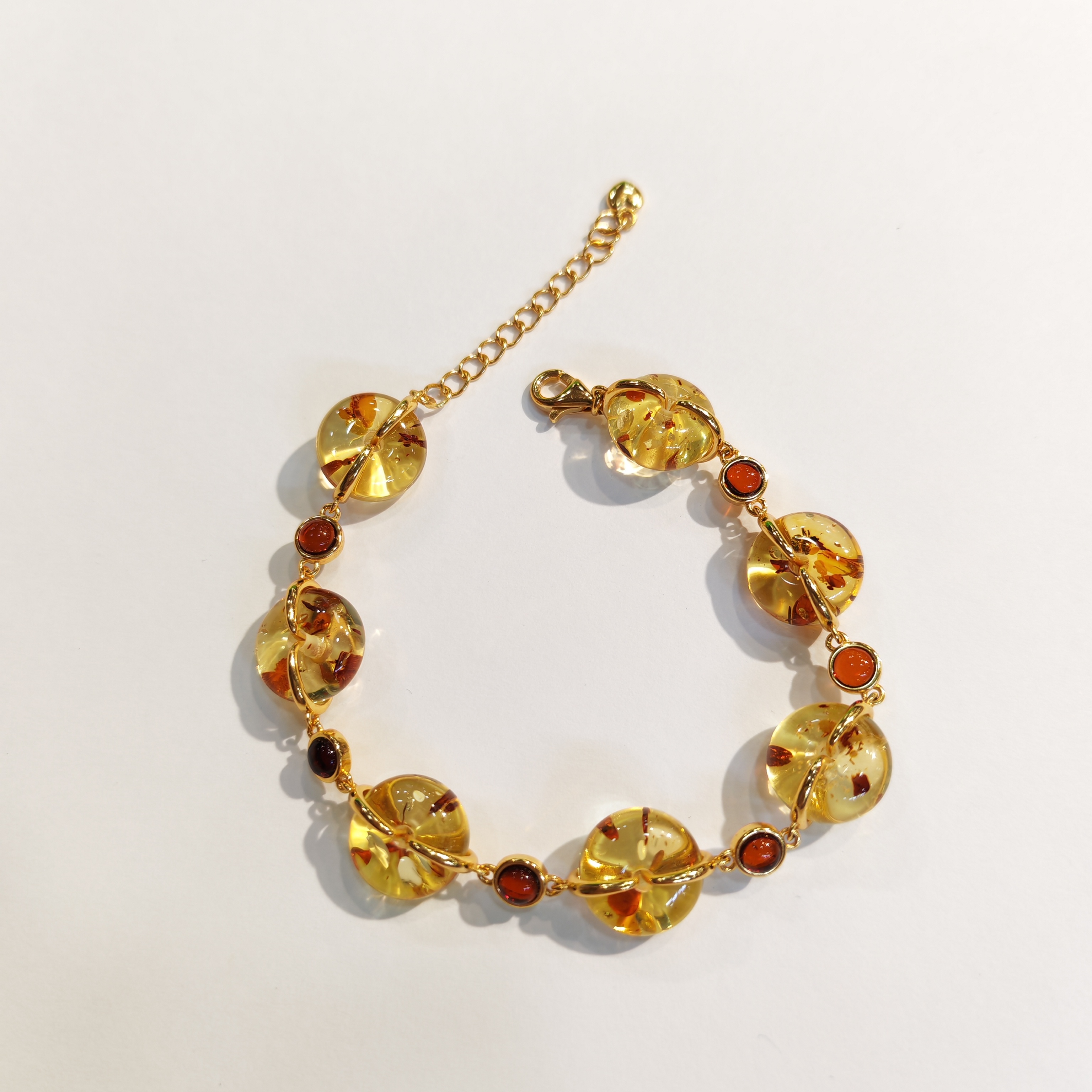 1217GZ58-琥珀GZ-14m花珀面包扣手链（B58）