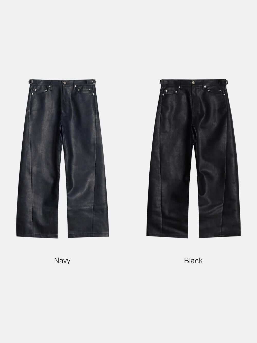 淨色合成皮鬆身褲 Tac-0362P