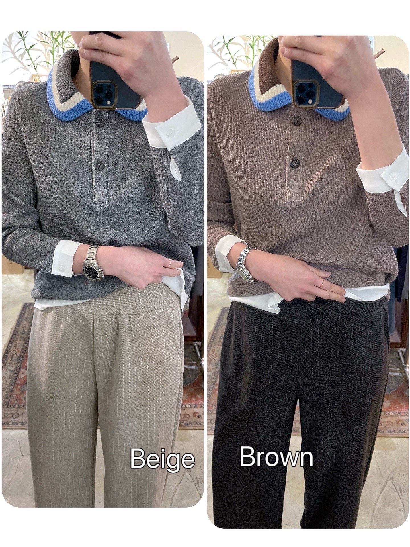 🧵 針織領假兩件Top 🧵