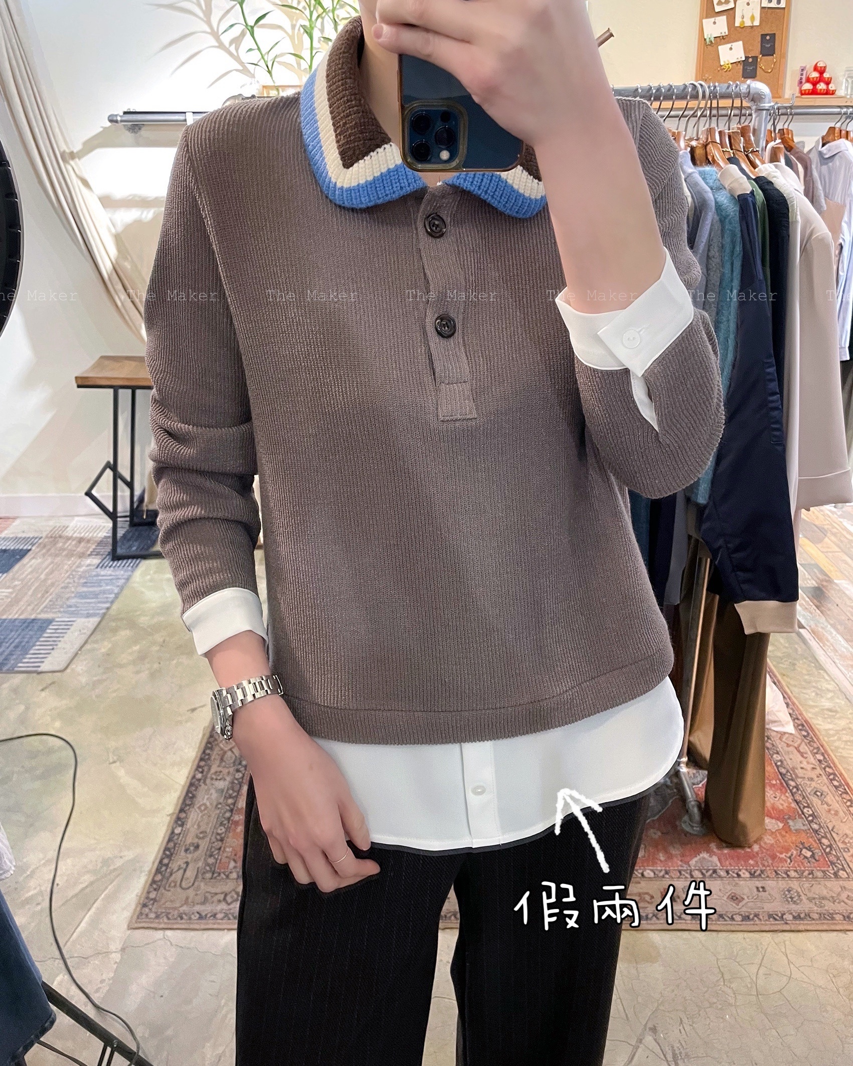 🧵 針織領假兩件Top 🧵