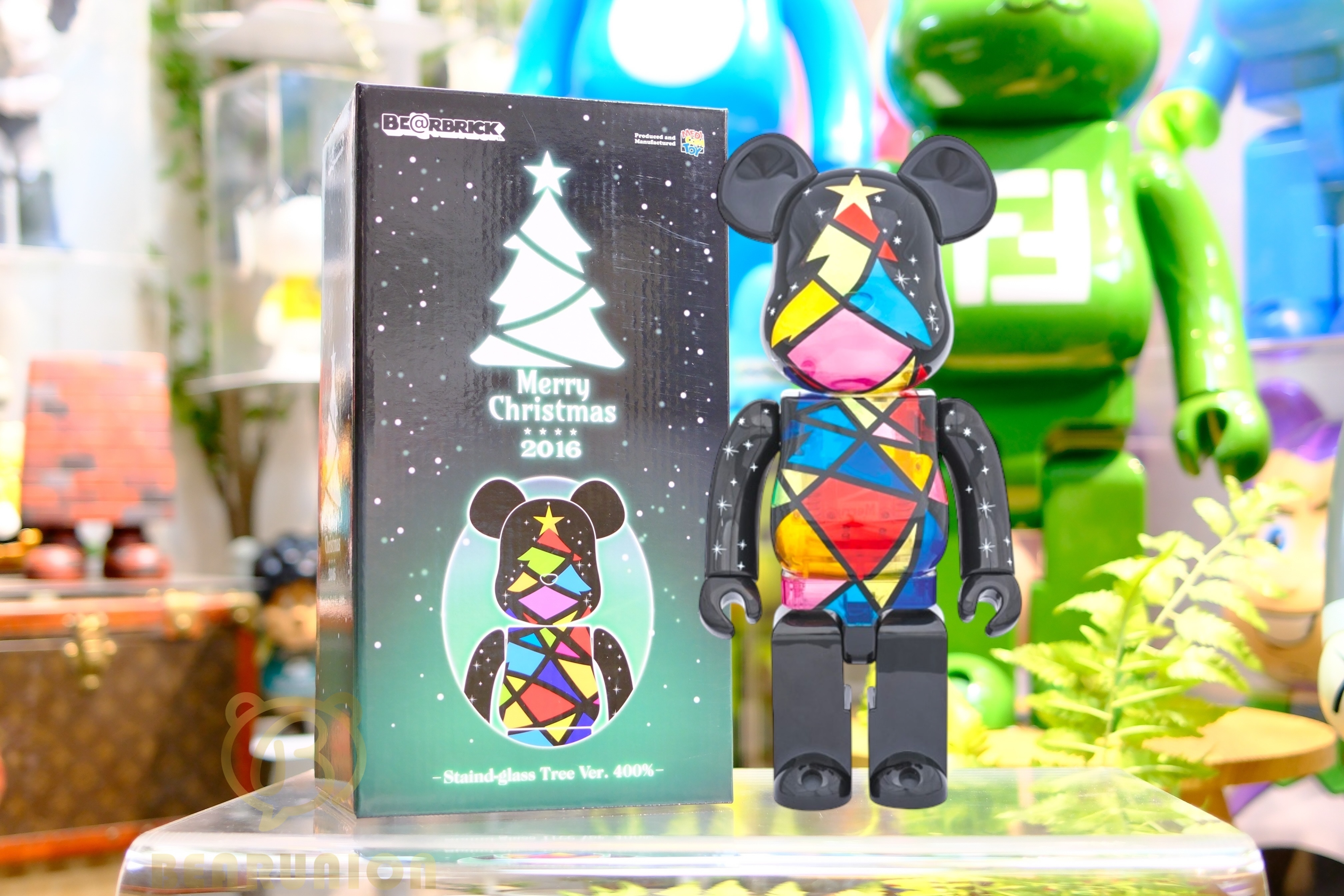 🥇現貨🥇Bearbrick 400% 100% 2016 XMAS STAINED GLASS