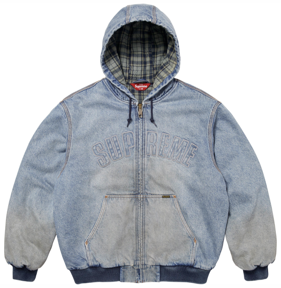 SUPREME 25FW REFLECTIVE ARC HOODED WORK JACKET 牛仔鋪棉外套(2色)