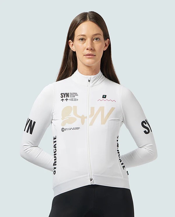 SYN 女款車衣 Pro Team Shield Jersey Slick 保暖長袖 /白